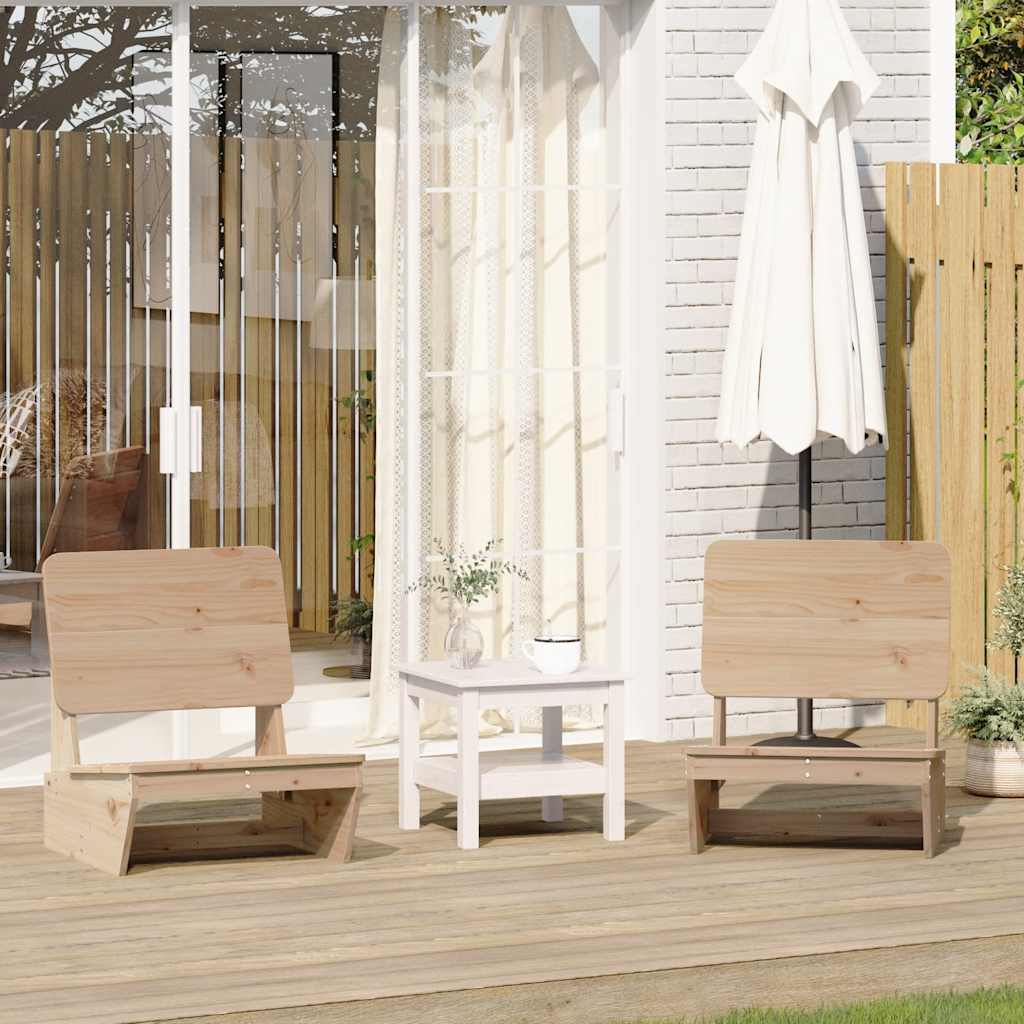 Set of 2 Solid Pine Garden Chairs, 60x64x70.5 cm, Natural Finish