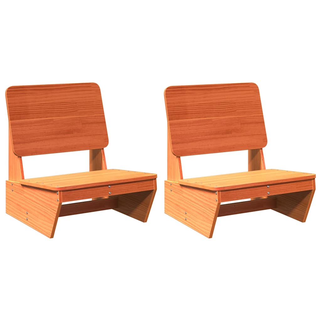 Wax Brown Solid Pine Garden Chairs Set of 2 - 60x64x70.5 cm