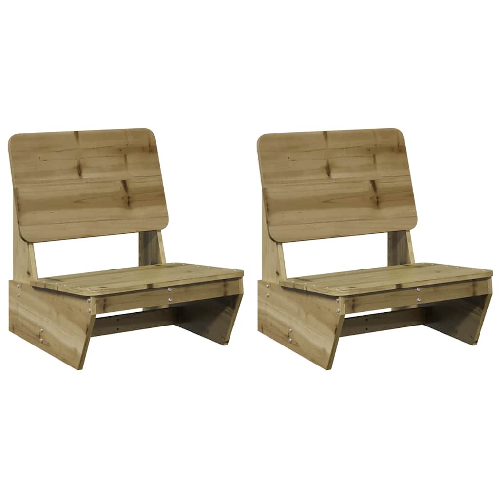 Set of 2 Pine Wood Garden Chairs - 60x64x70.5 cm, Weather-Resistant