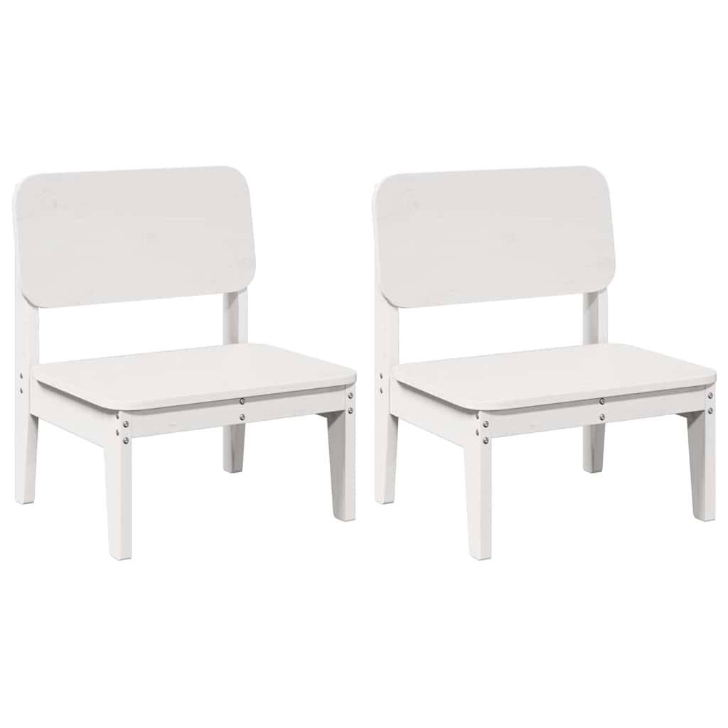 Set of 2 Solid Pine Wood Garden Chairs, White, 60x52.5x72 cm