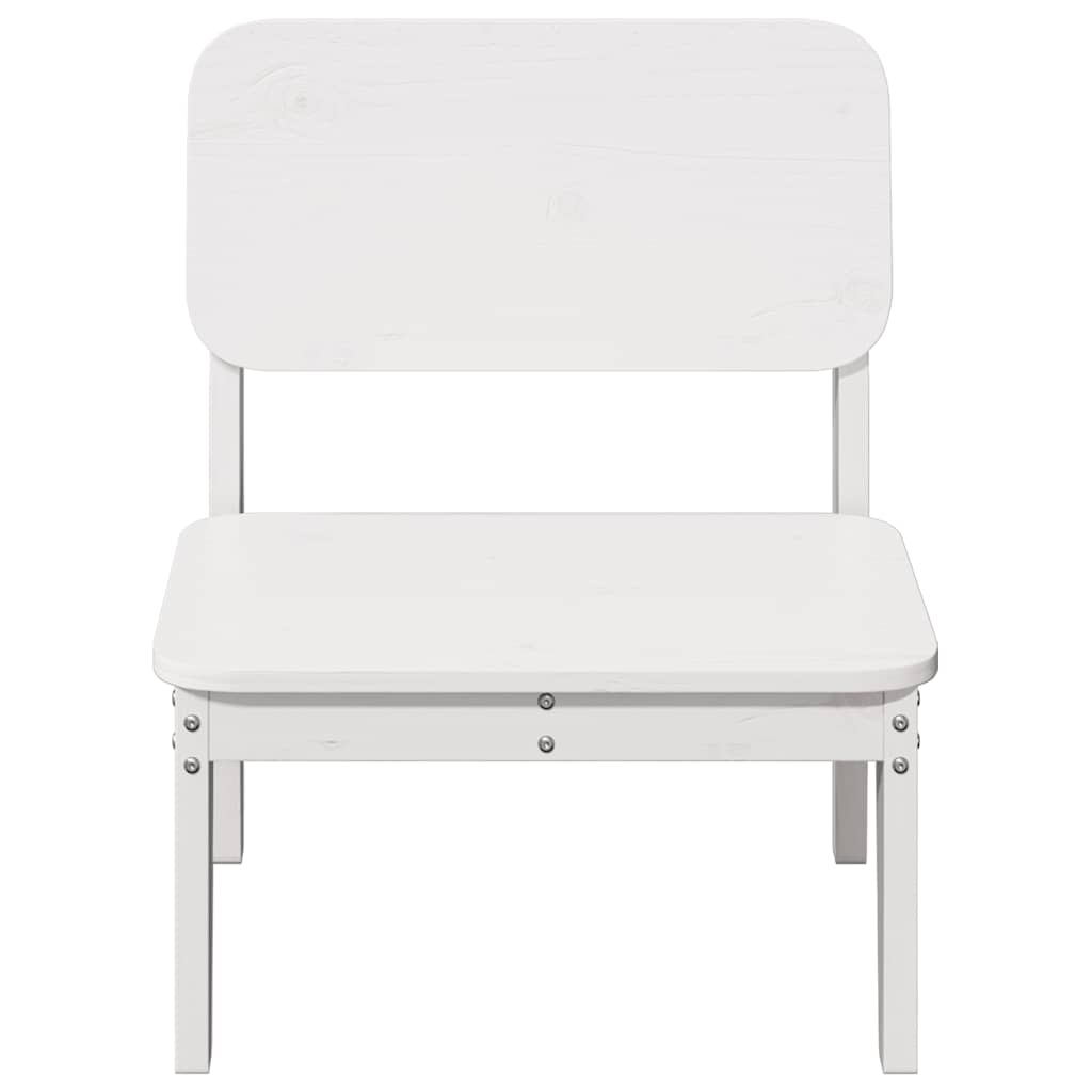 Set of 2 Solid Pine Wood Garden Chairs, White, 60x52.5x72 cm