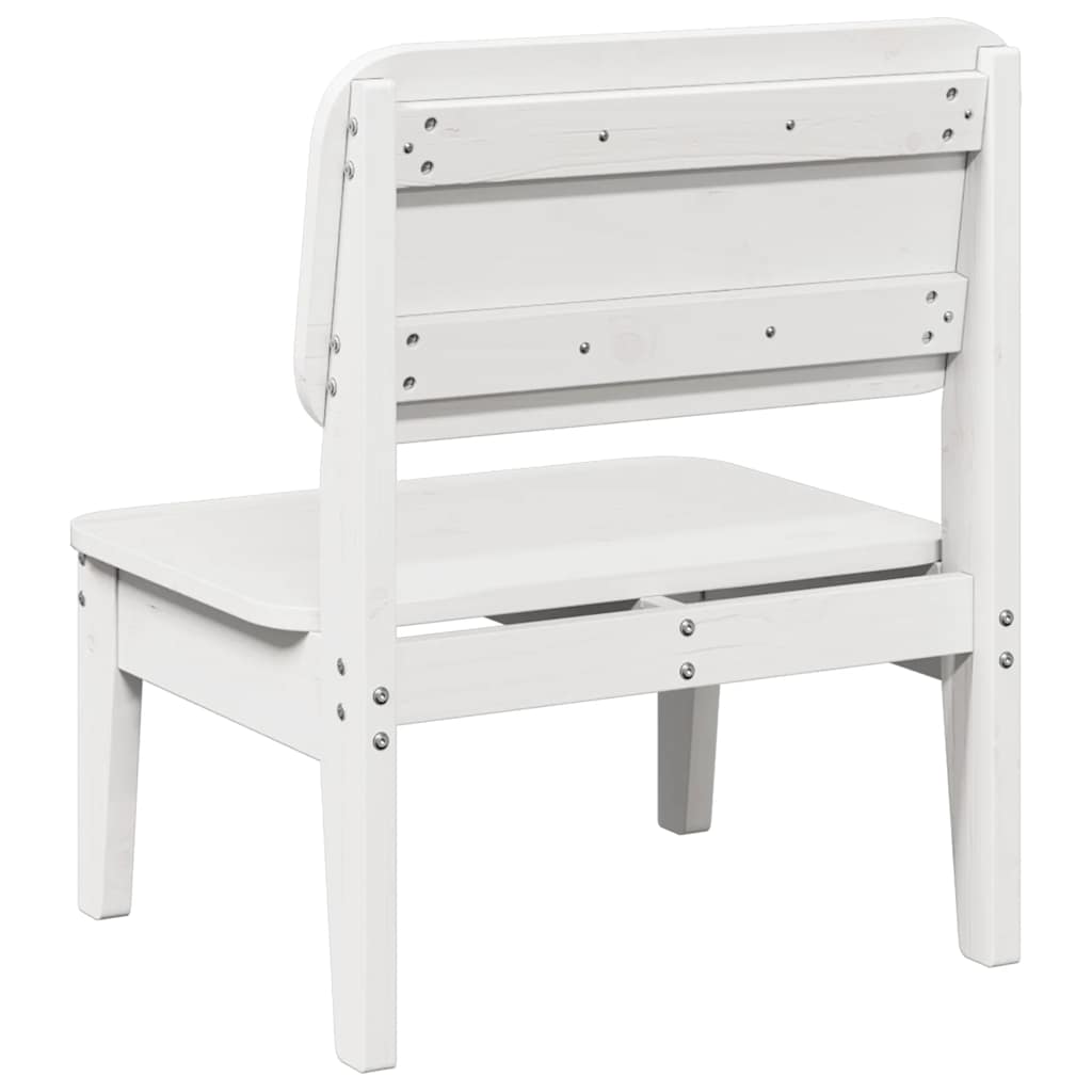Set of 2 Solid Pine Wood Garden Chairs, White, 60x52.5x72 cm