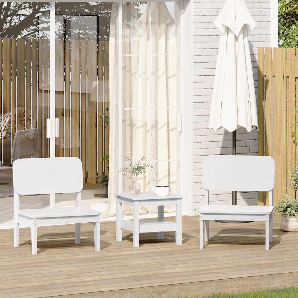 Set of 2 Solid Pine Wood Garden Chairs, White, 60x52.5x72 cm