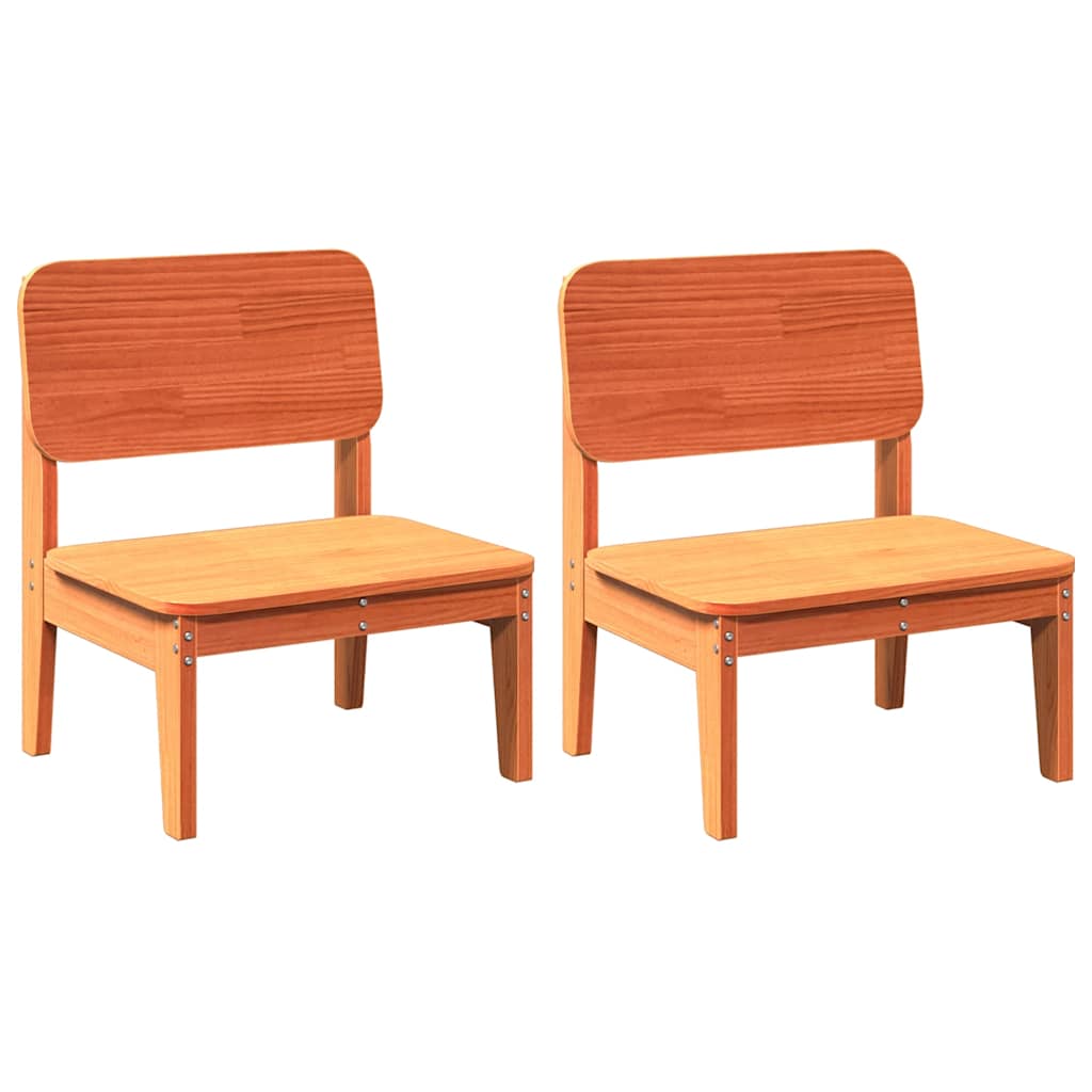Solid Pine Wood Garden Chairs 2 pcs, Wax Brown, 60x52.5x72 cm