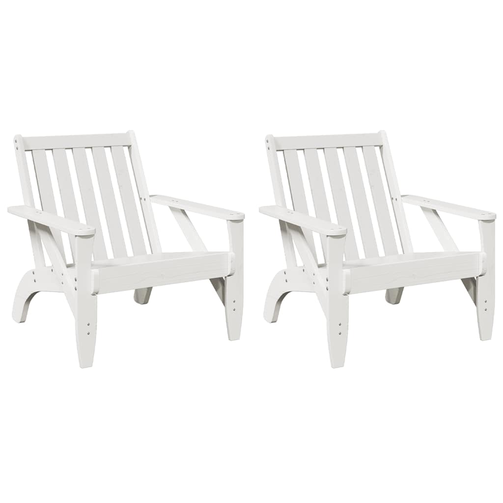 White Solid Pine Garden Adirondack Chairs Set 2 pcs (75x77x77 cm)