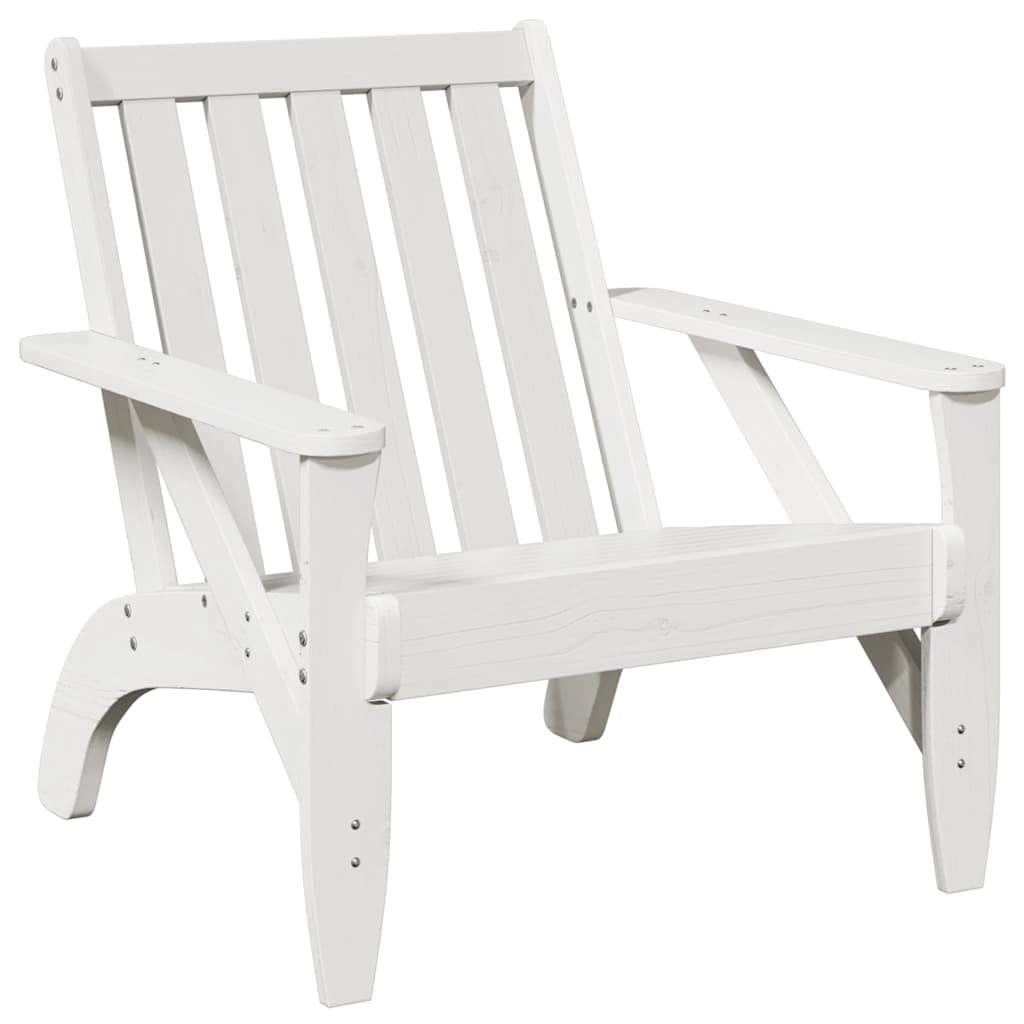 White Solid Pine Garden Adirondack Chairs Set 2 pcs (75x77x77 cm)