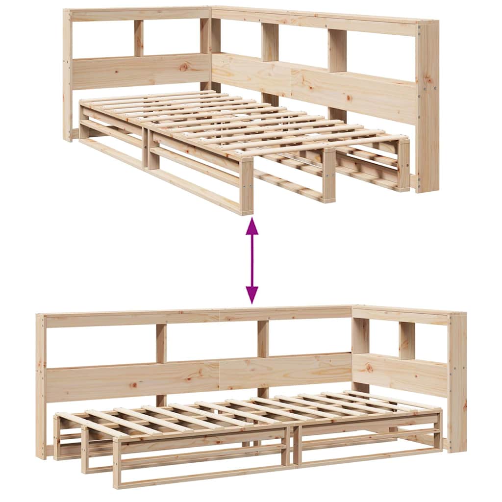 Bookcase Bed without Mattress 100x200cm Solid Wood Pine