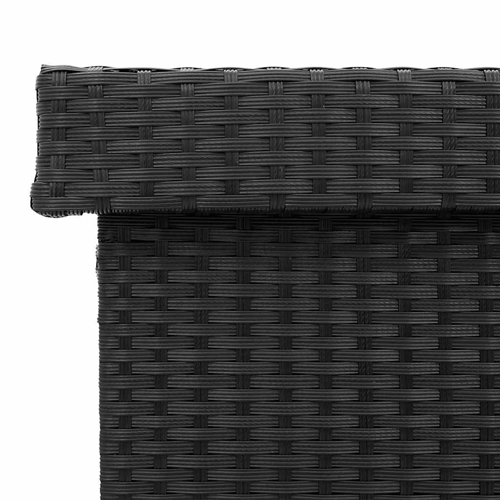 Black Poly Rattan Garden Storage Box with Wheels 110x55x73 cm