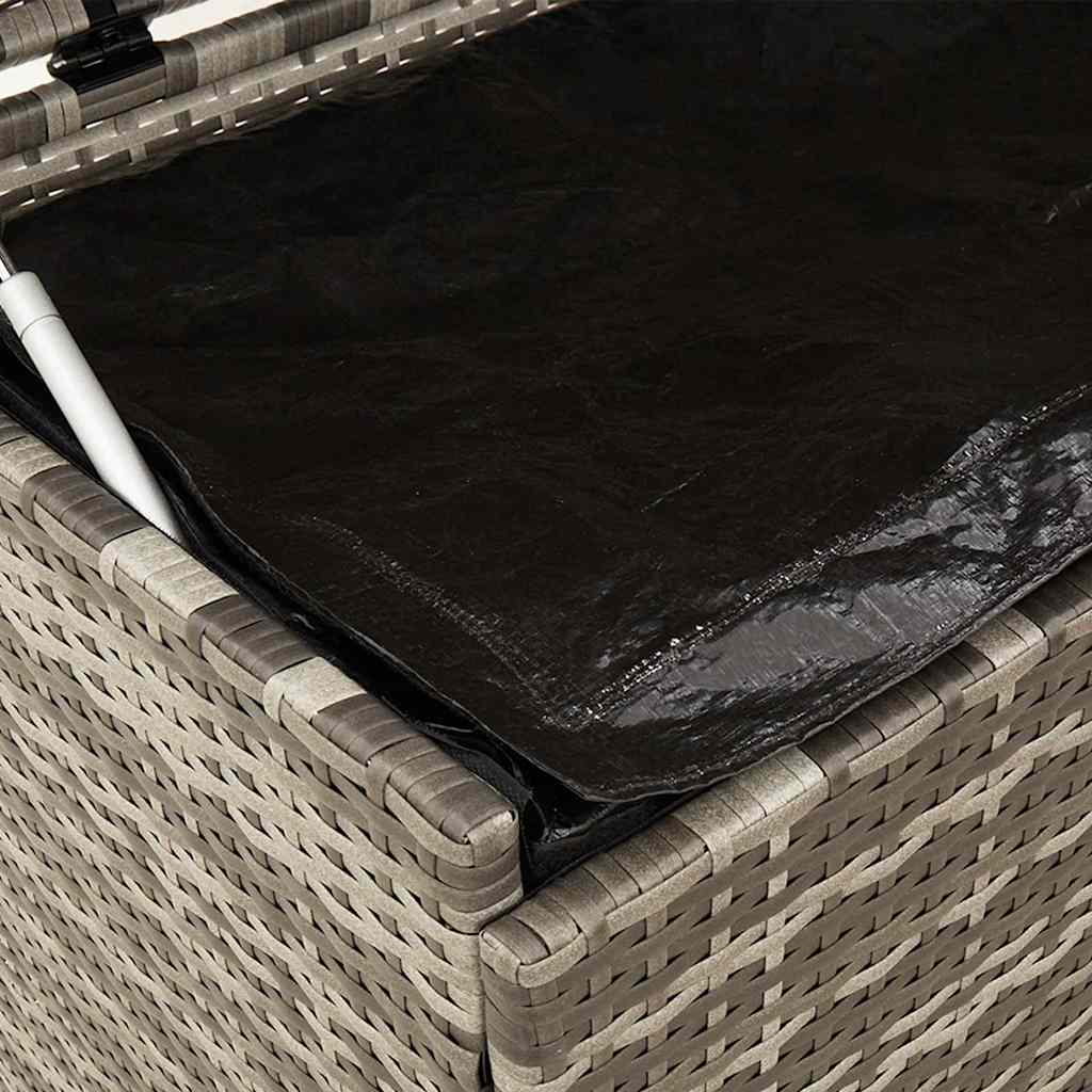 Grey Poly Rattan Garden Storage Box with Wheels 110x55x73 cm
