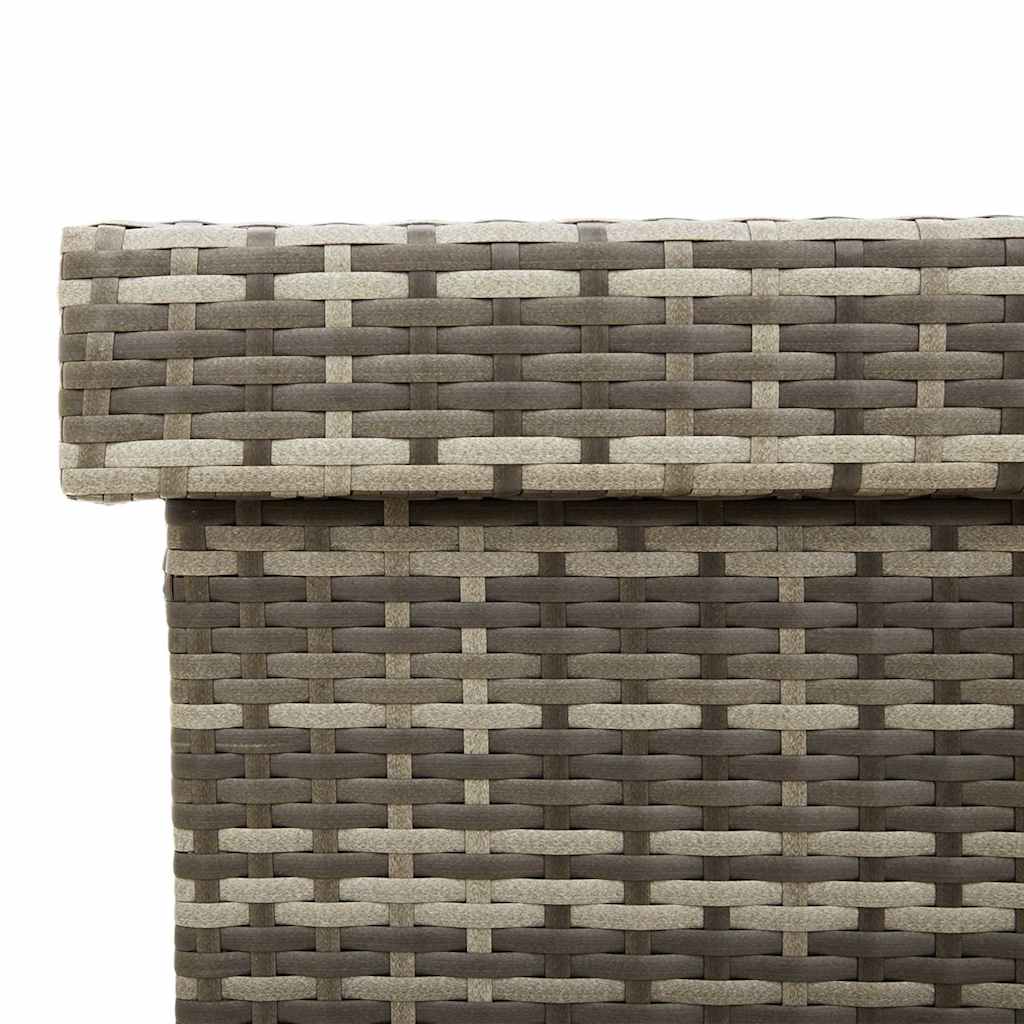 Grey Poly Rattan Garden Storage Box with Wheels 110x55x73 cm