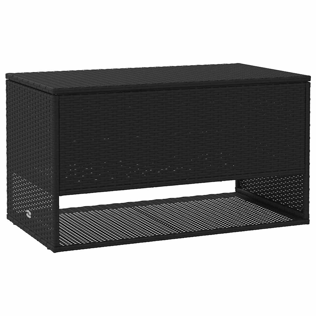 Black Poly Rattan Outdoor Cushion Box 100x55x55.5 cm
