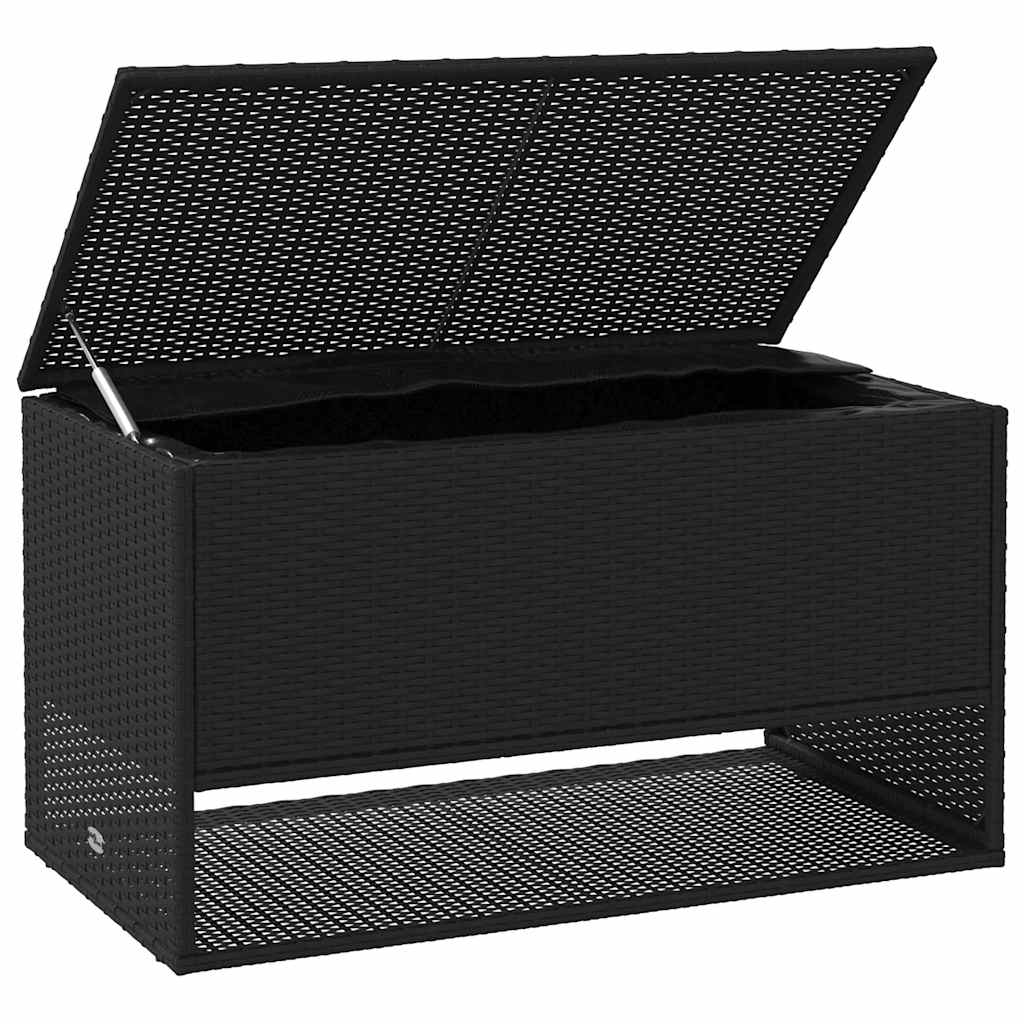 Black Poly Rattan Outdoor Cushion Box 100x55x55.5 cm