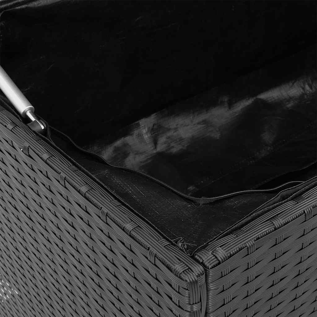 Black Poly Rattan Outdoor Cushion Box 100x55x55.5 cm