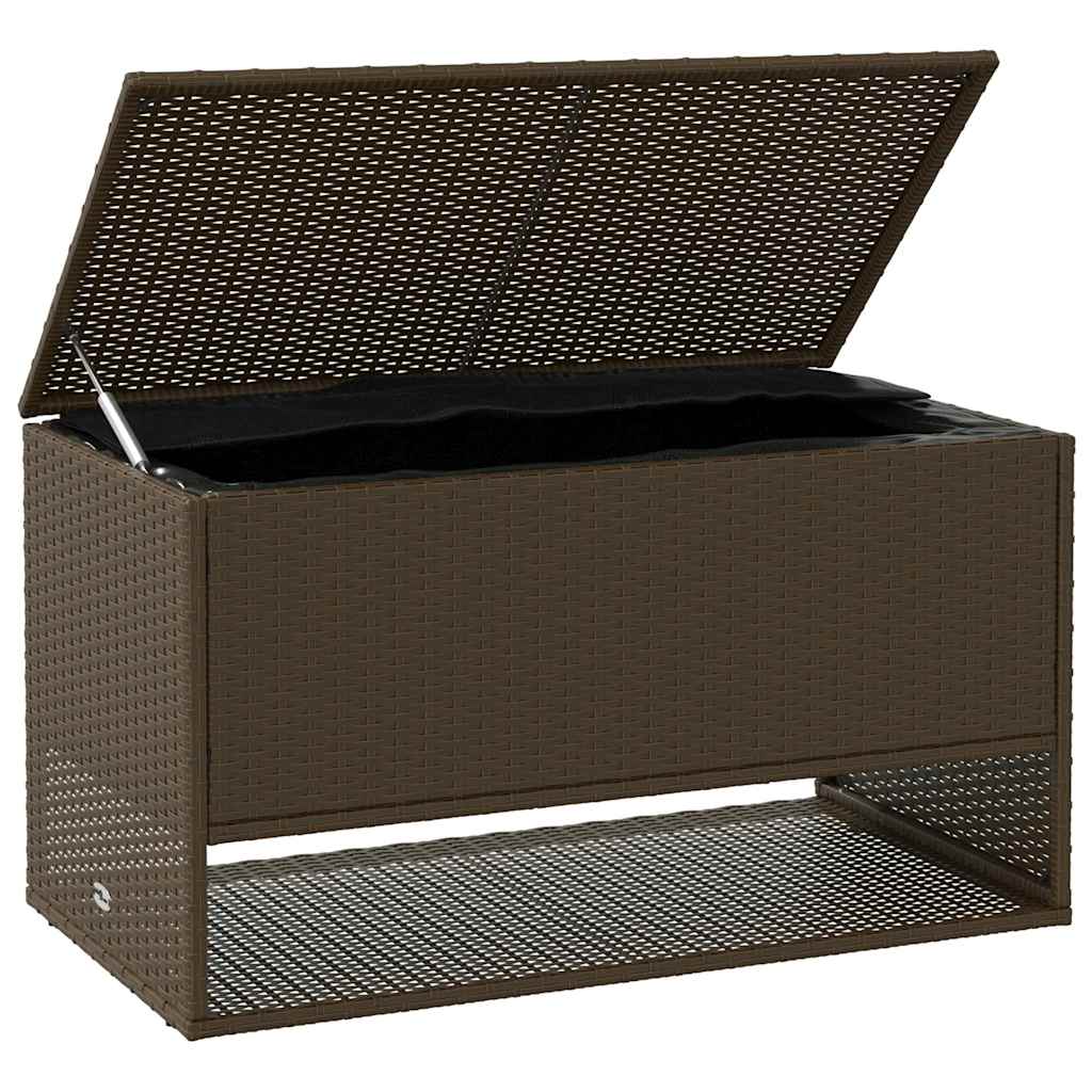 Brown Poly Rattan Outdoor Cushion Box - 100x55x55.5 cm Storage Solution