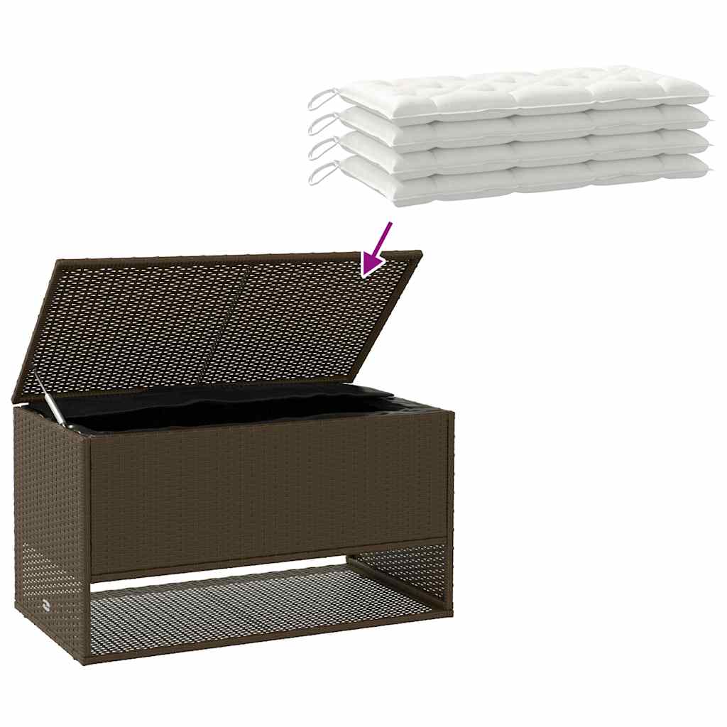 Brown Poly Rattan Outdoor Cushion Box - 100x55x55.5 cm Storage Solution