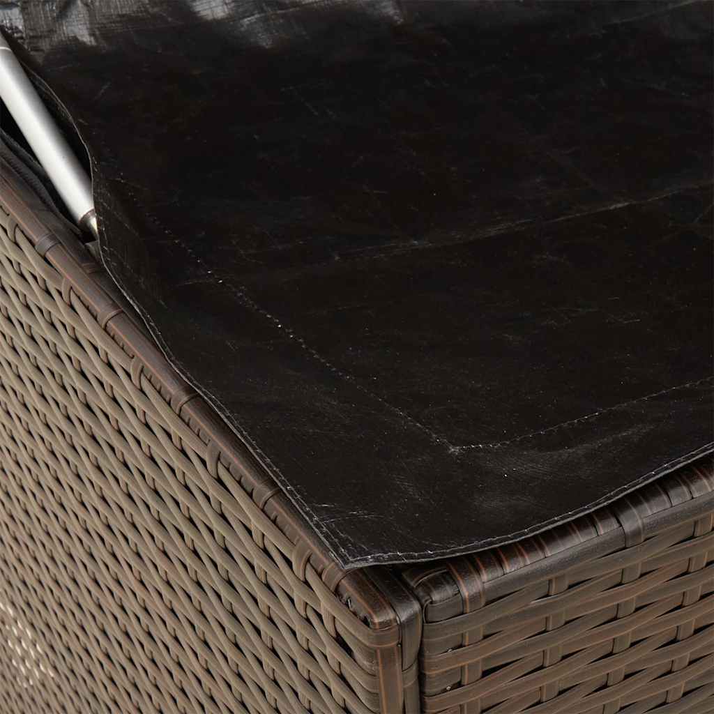 Brown Poly Rattan Outdoor Cushion Box - 100x55x55.5 cm Storage Solution