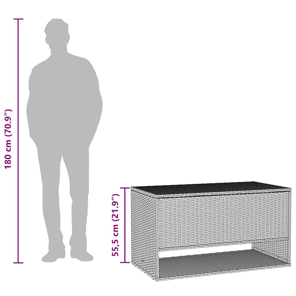 Brown Poly Rattan Outdoor Cushion Box - 100x55x55.5 cm Storage Solution