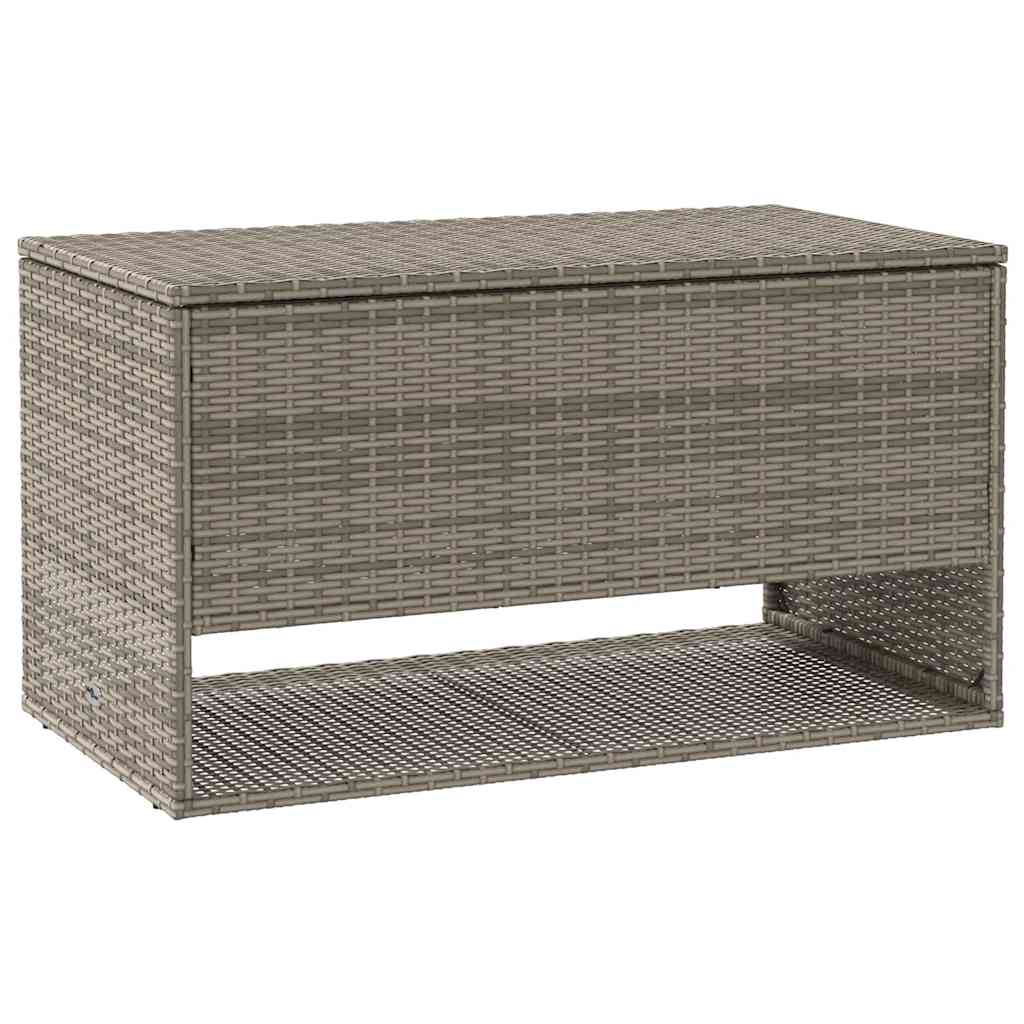Stylish Grey Poly Rattan Outdoor Cushion Box 100x55x55.5 cm