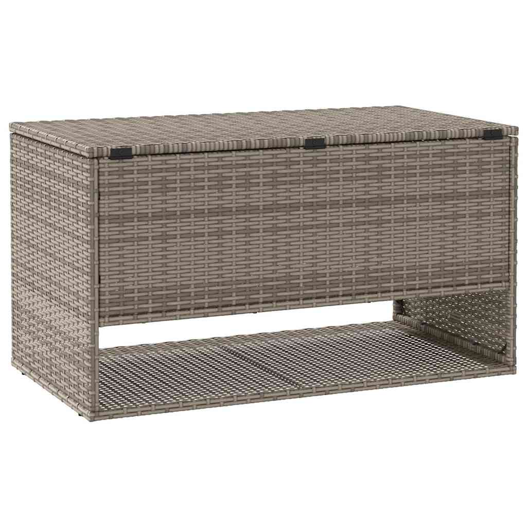 Stylish Grey Poly Rattan Outdoor Cushion Box 100x55x55.5 cm