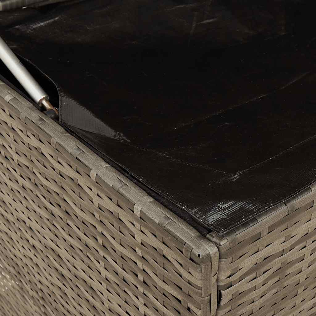 Stylish Grey Poly Rattan Outdoor Cushion Box 100x55x55.5 cm