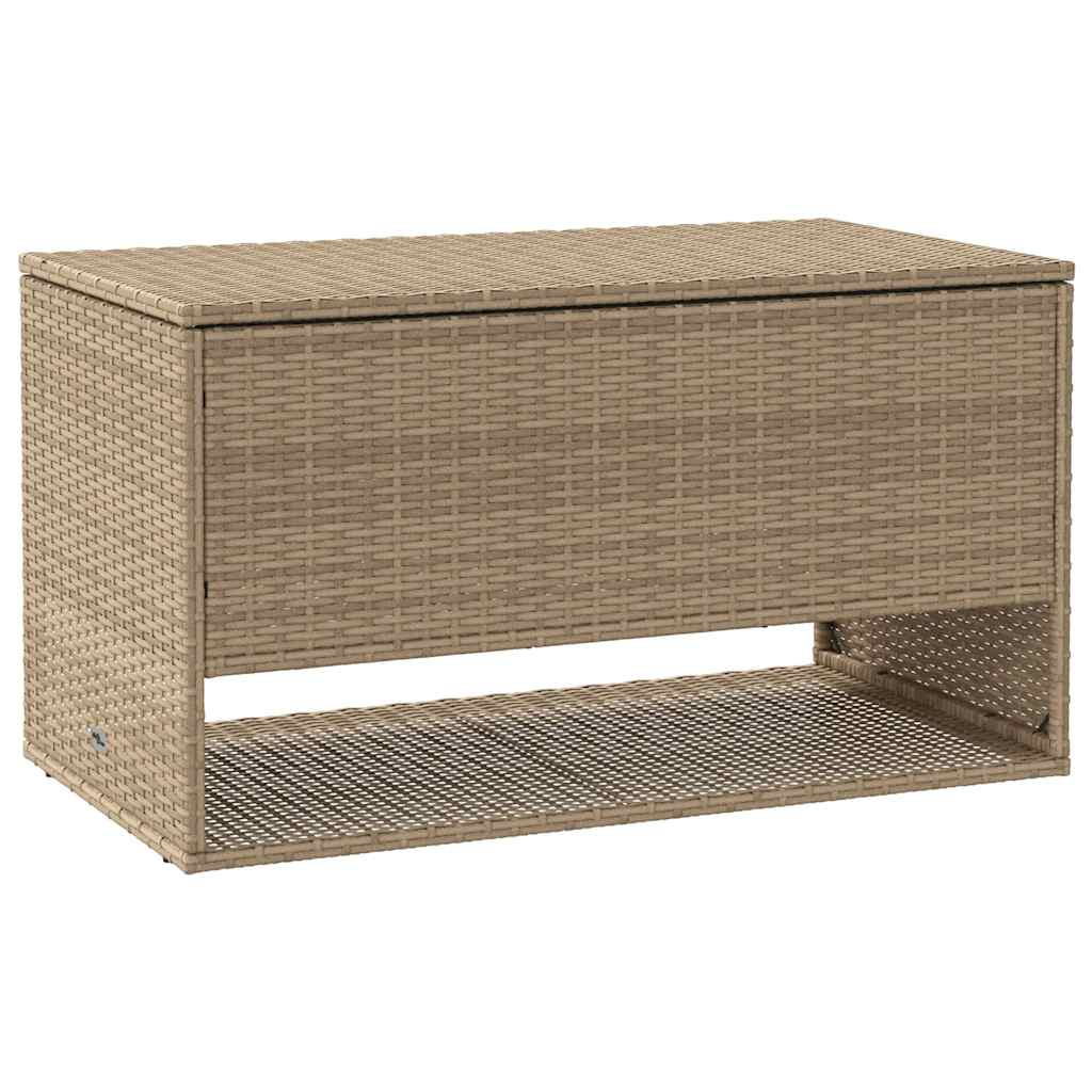 Beige Poly Rattan Outdoor Cushion Box 100x55x55.5 cm
