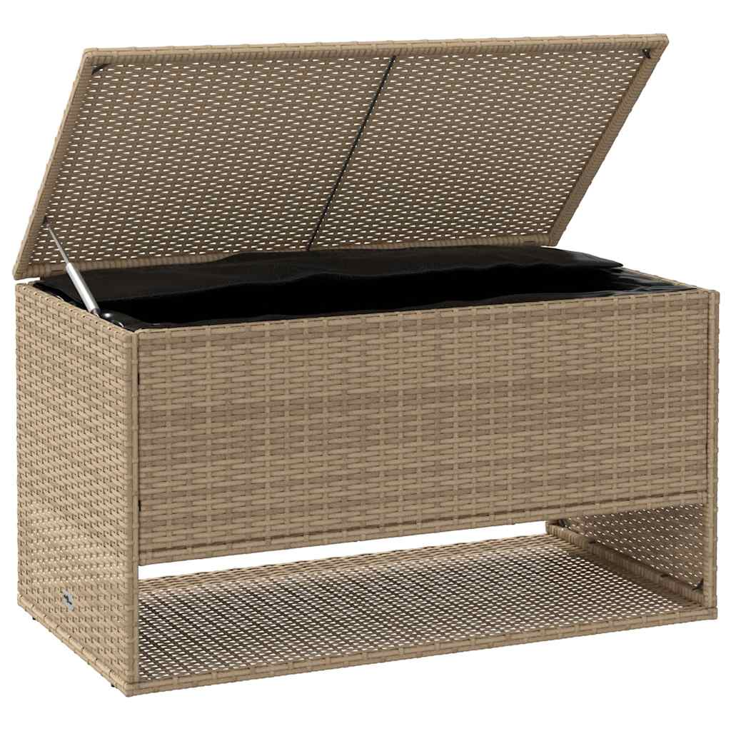Beige Poly Rattan Outdoor Cushion Box 100x55x55.5 cm