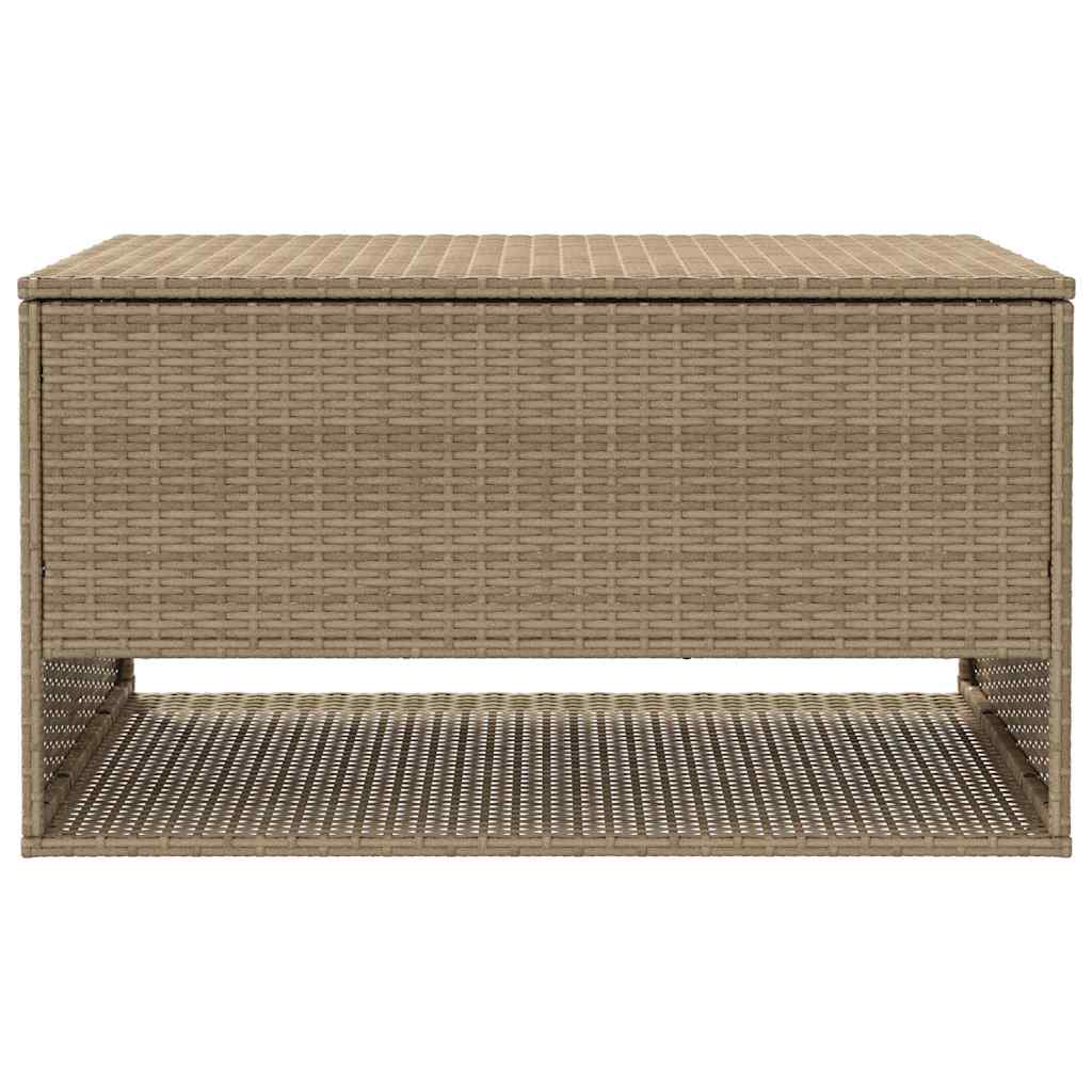 Beige Poly Rattan Outdoor Cushion Box 100x55x55.5 cm
