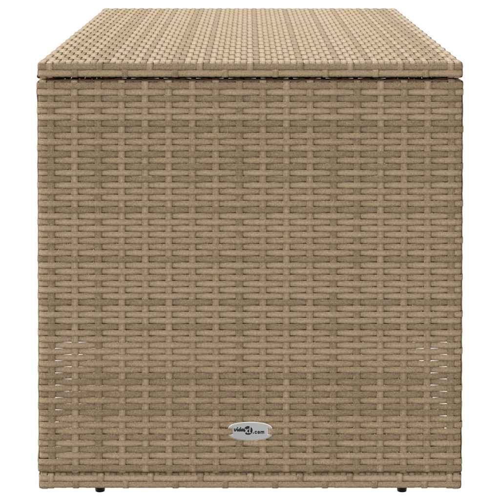 Beige Poly Rattan Outdoor Cushion Box 100x55x55.5 cm