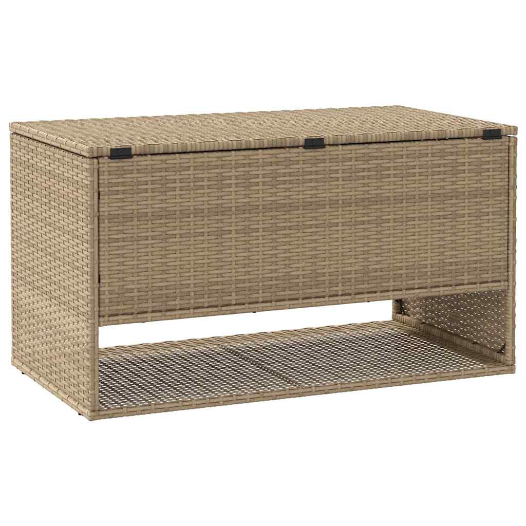 Beige Poly Rattan Outdoor Cushion Box 100x55x55.5 cm