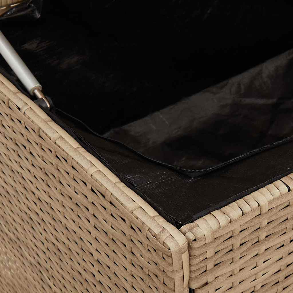 Beige Poly Rattan Outdoor Cushion Box 100x55x55.5 cm