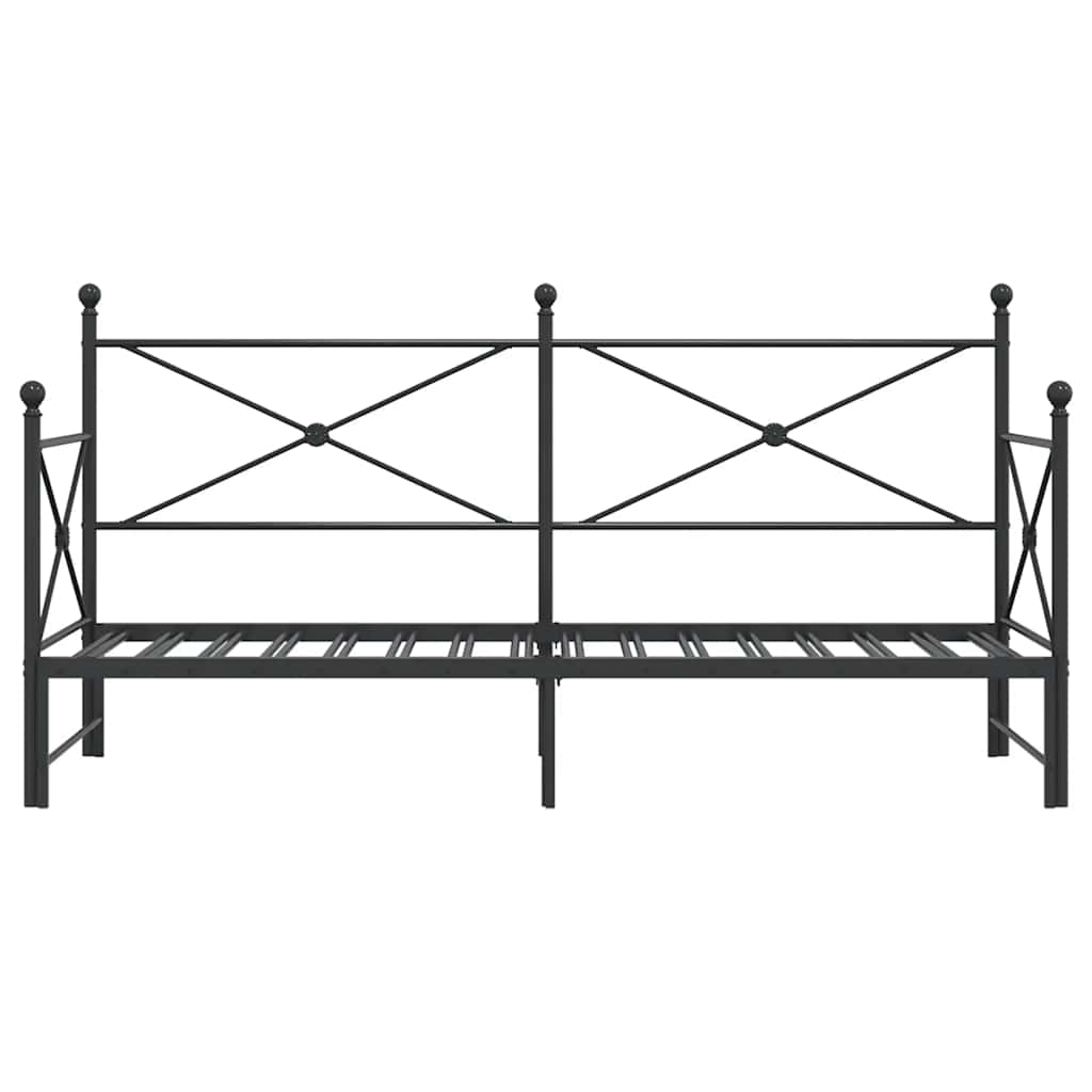 Daybed with Trundle without Mattress Black 90x190 cm Steel