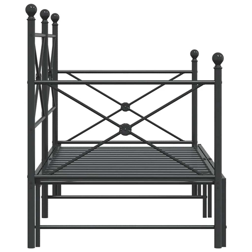 Daybed with Trundle without Mattress Black 90x190 cm Steel