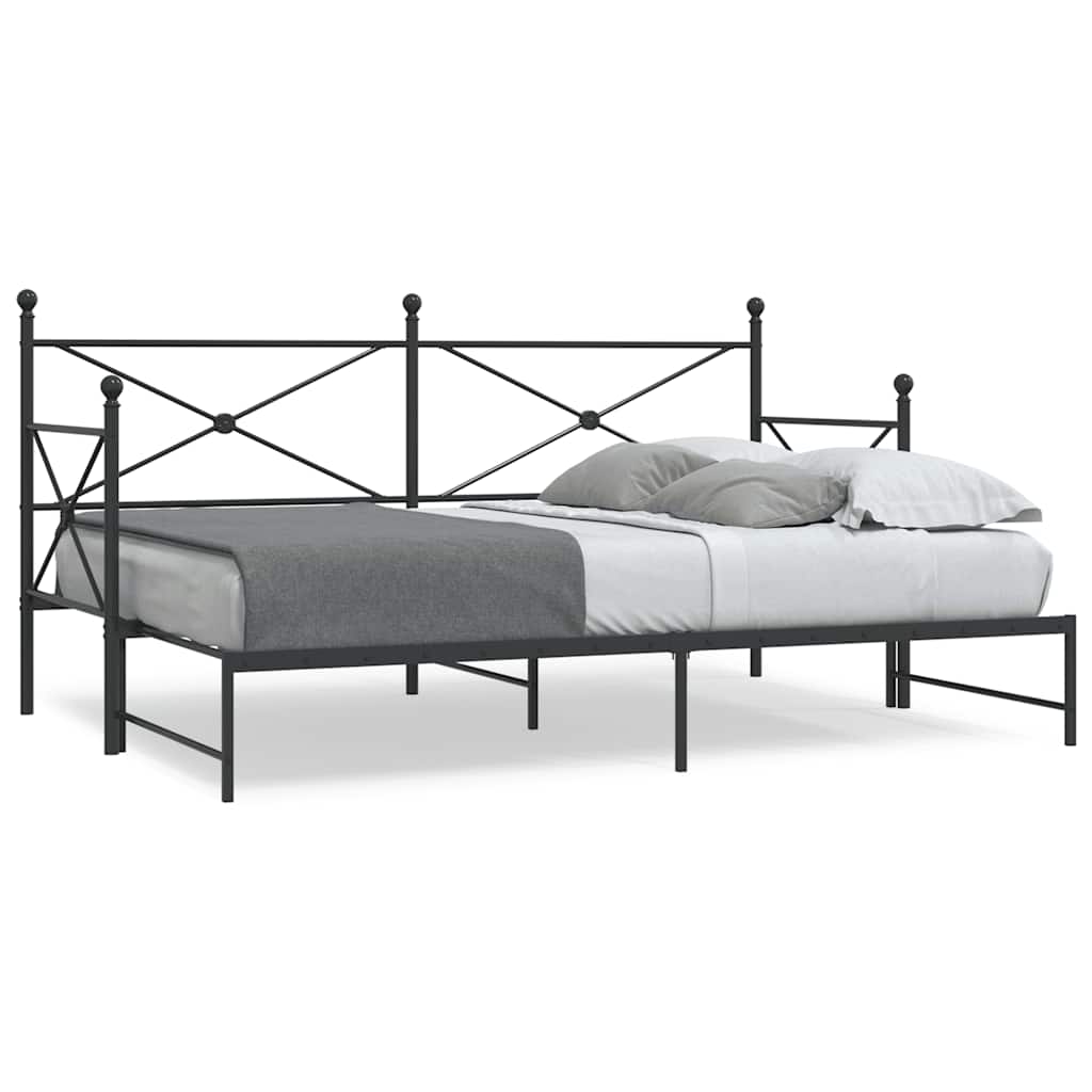 Daybed with Trundle without Mattress Black 90x190 cm Steel