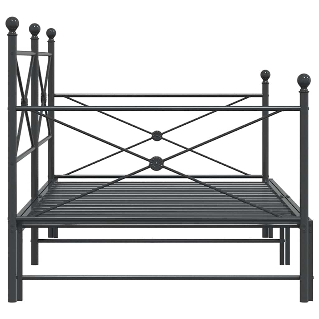 Daybed with Trundle without Mattress Black 100x190 cm Steel