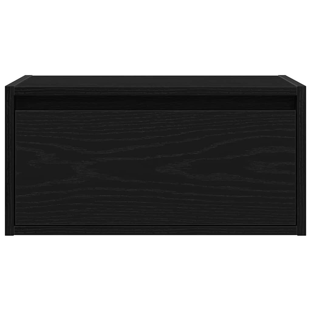 Wall-mounted Bedside Cabinets with LED Lights 2 pcs Black Oak