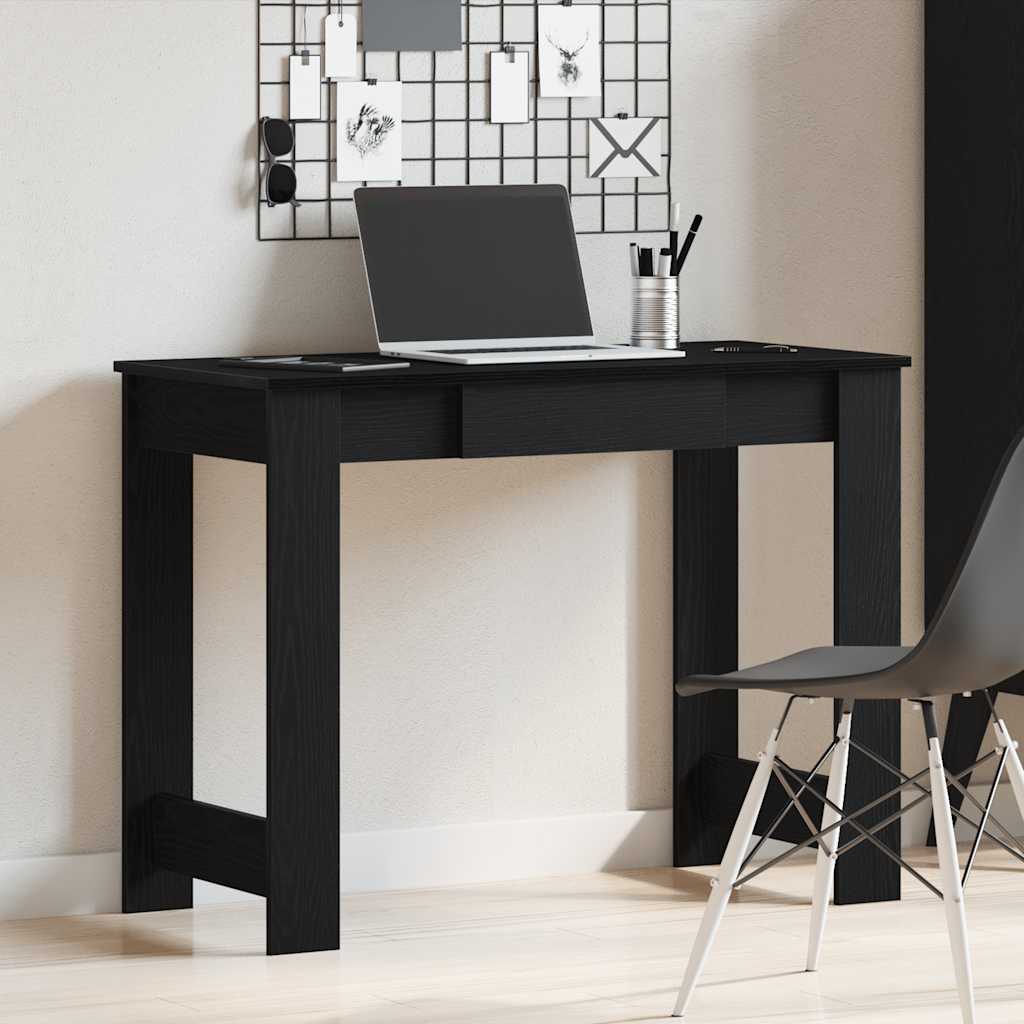 Sleek Black Engineered Wood Desk - 100x45x75 cm