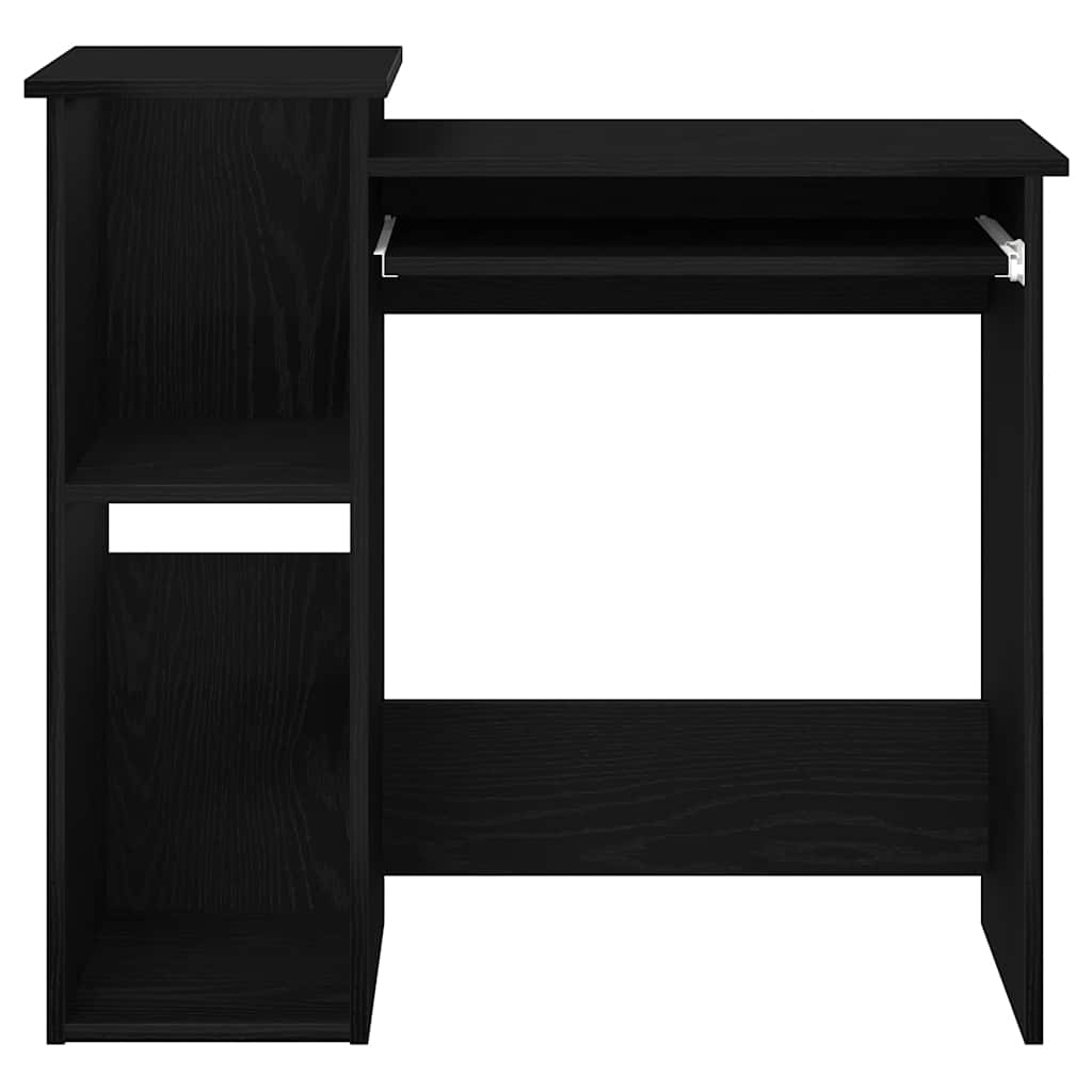 Black Engineered Wood Desk with Shelves, 84x40x78 cm