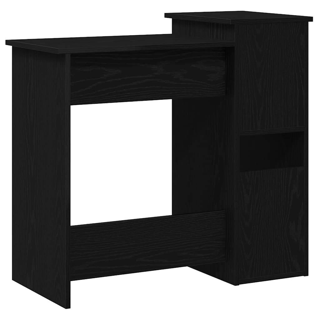 Black Engineered Wood Desk with Shelves, 84x40x78 cm