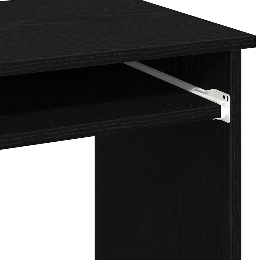 Black Engineered Wood Desk with Shelves, 84x40x78 cm