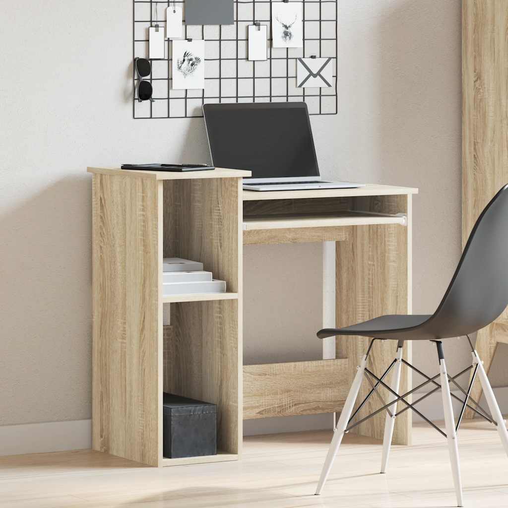 Sonoma Oak Desk with Shelves 84x40x78 cm - Engineered Wood