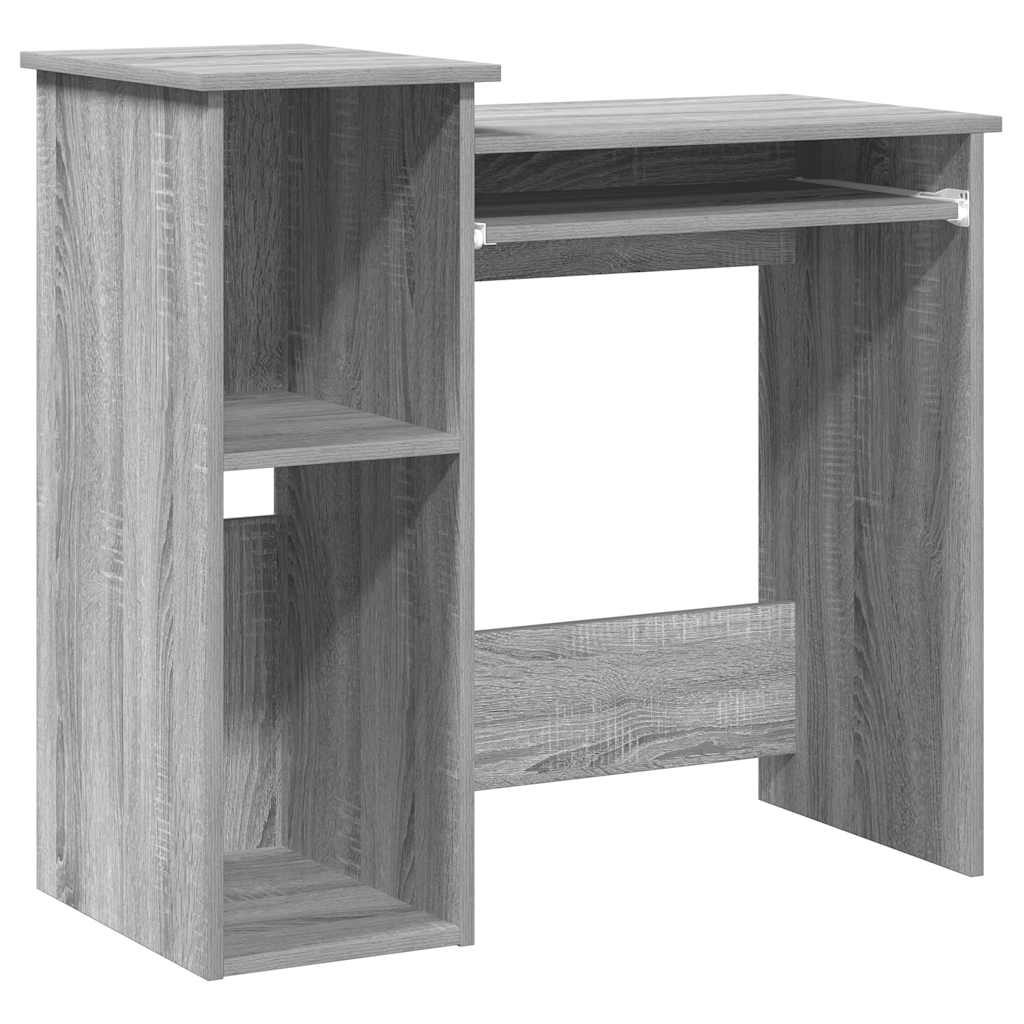 Grey Sonoma Engineered Wood Desk with Shelves - 84x40x78 cm