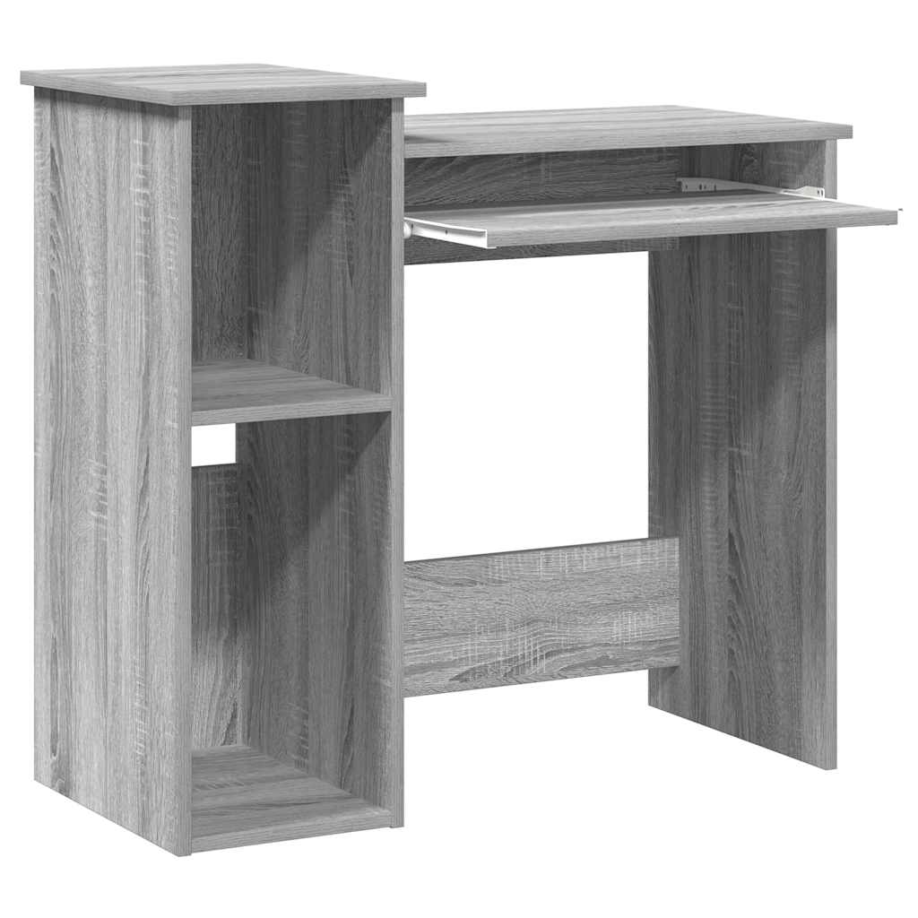 Grey Sonoma Engineered Wood Desk with Shelves - 84x40x78 cm