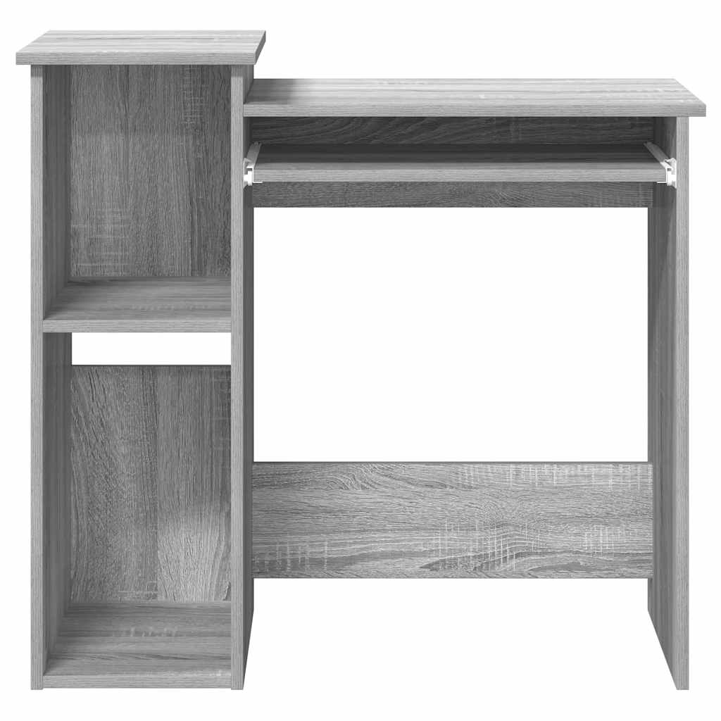 Grey Sonoma Engineered Wood Desk with Shelves - 84x40x78 cm