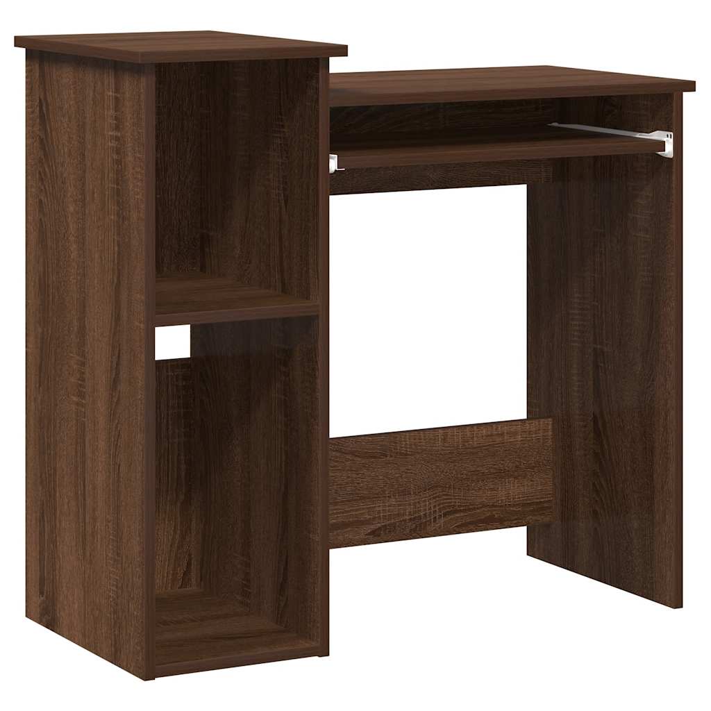 Brown Oak Engineered Wood Desk with Shelves - 84x40x78 cm