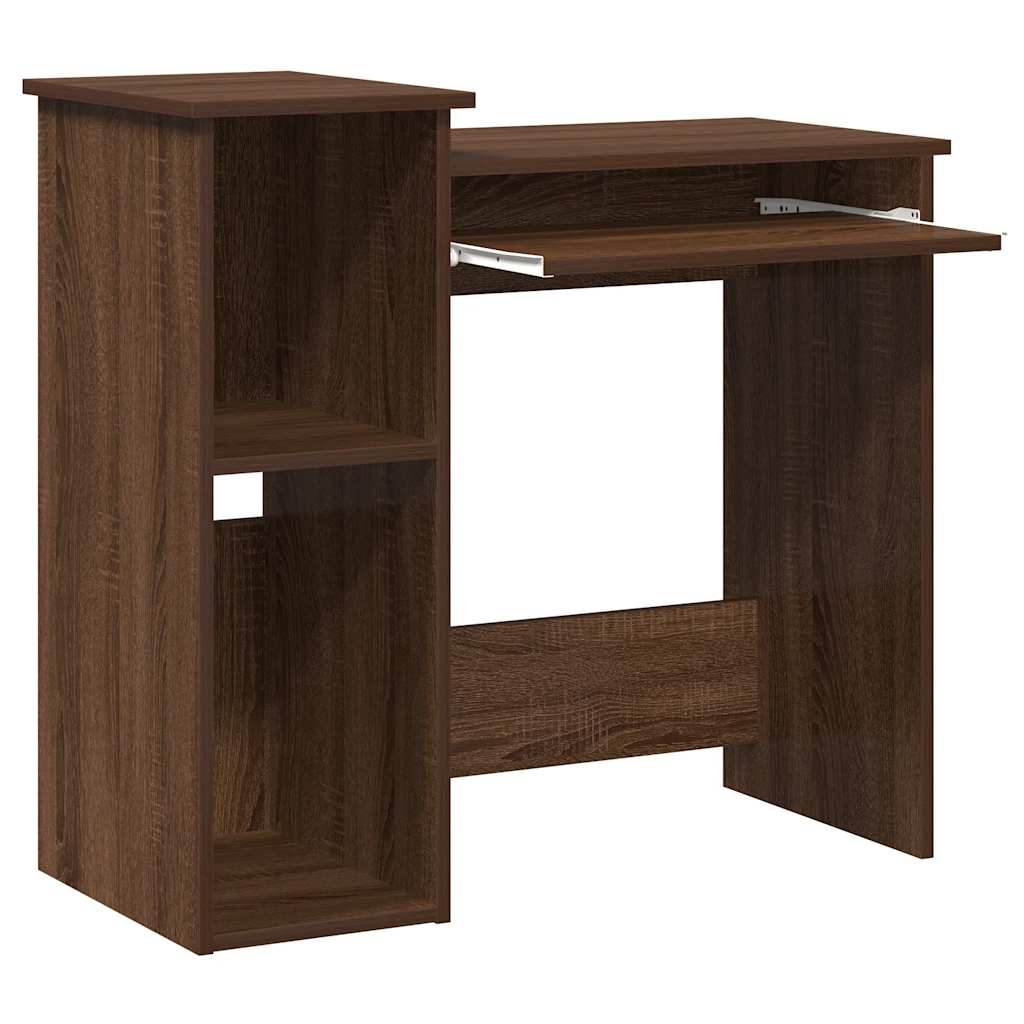 Brown Oak Engineered Wood Desk with Shelves - 84x40x78 cm