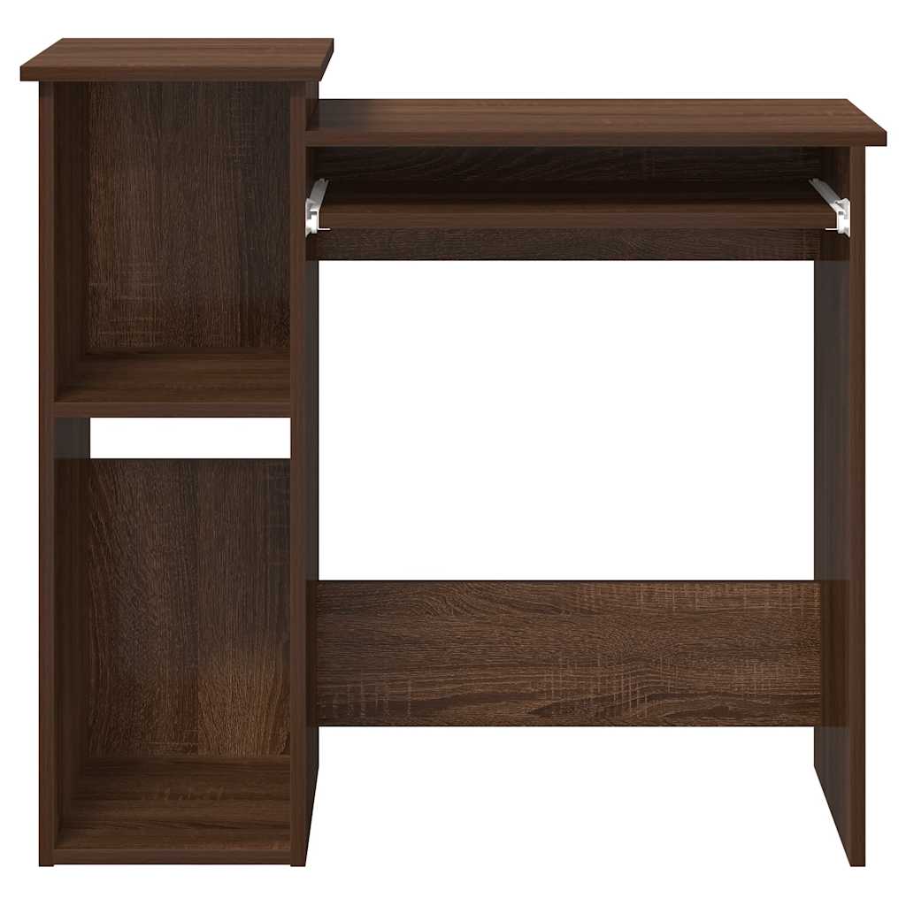 Brown Oak Engineered Wood Desk with Shelves - 84x40x78 cm
