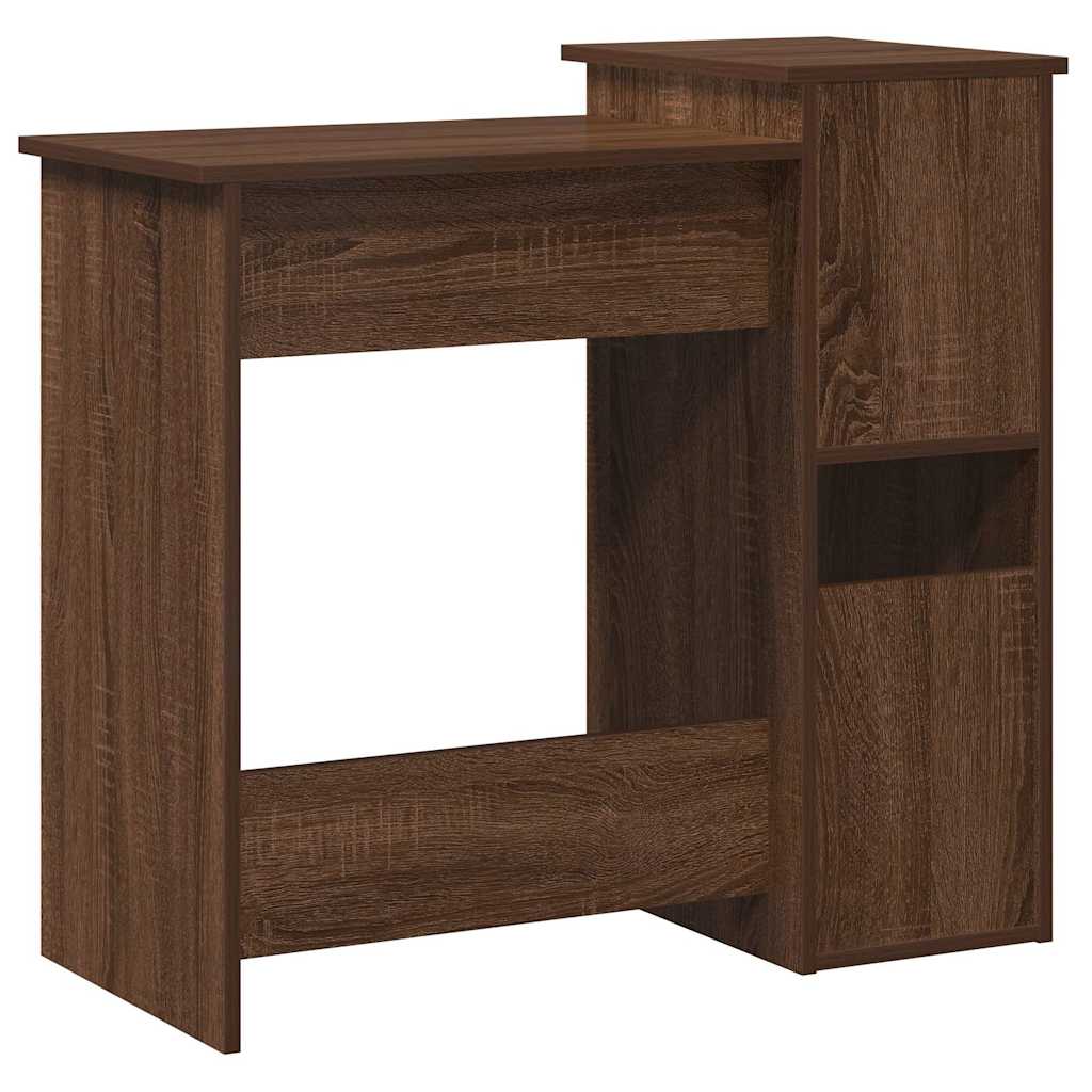 Brown Oak Engineered Wood Desk with Shelves - 84x40x78 cm