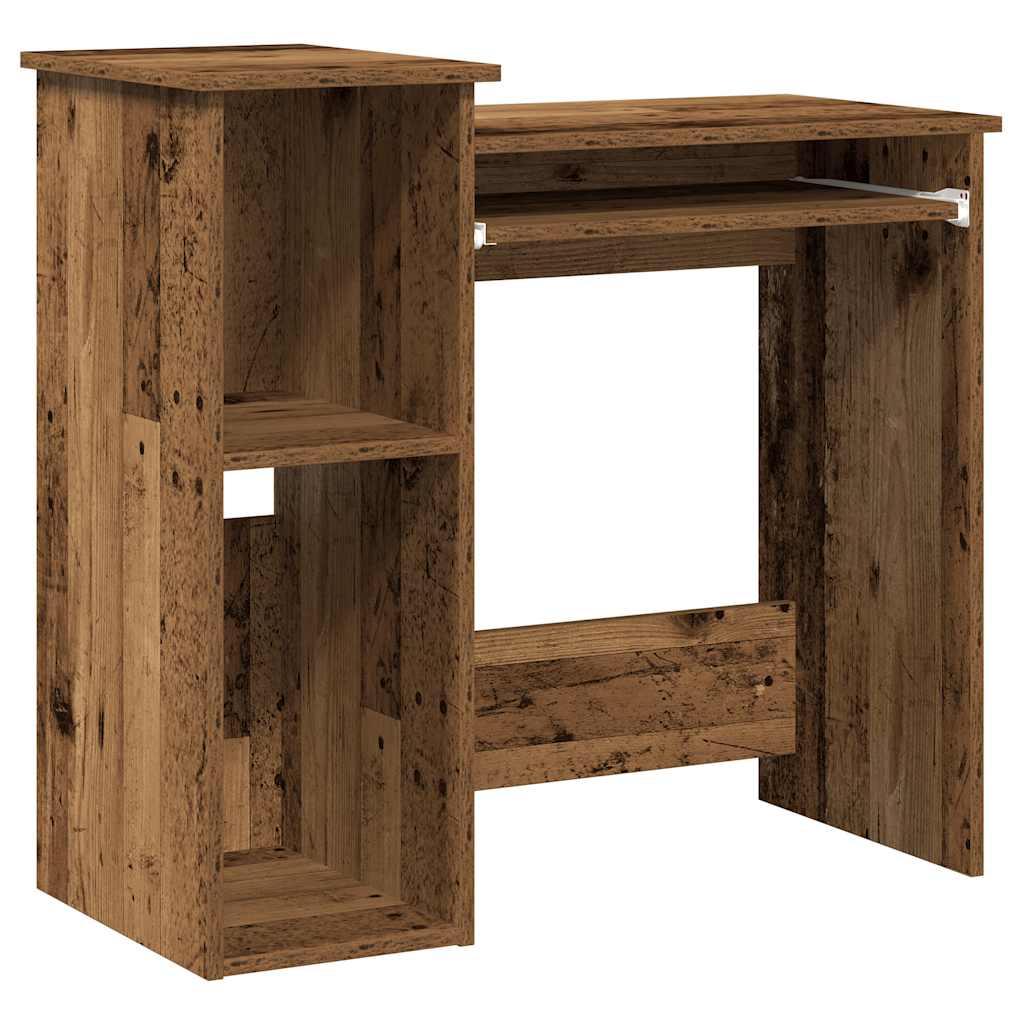 Rustic Engineered Wood Desk with Shelves - 84x40x78 cm