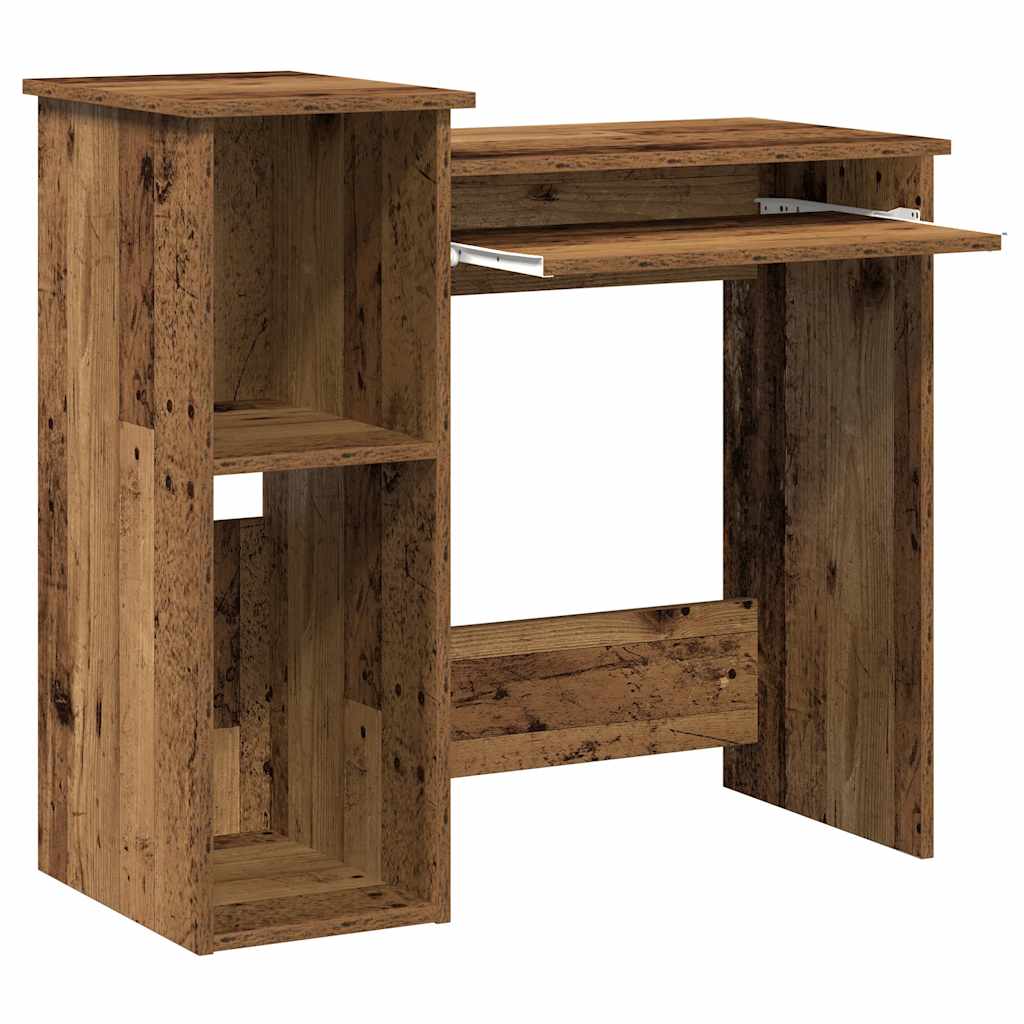 Rustic Engineered Wood Desk with Shelves - 84x40x78 cm