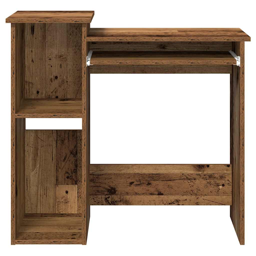 Rustic Engineered Wood Desk with Shelves - 84x40x78 cm